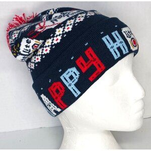 Miller Lite Happy Holidays Miller Time Knit Winter Beanie Hat With Can Coozie